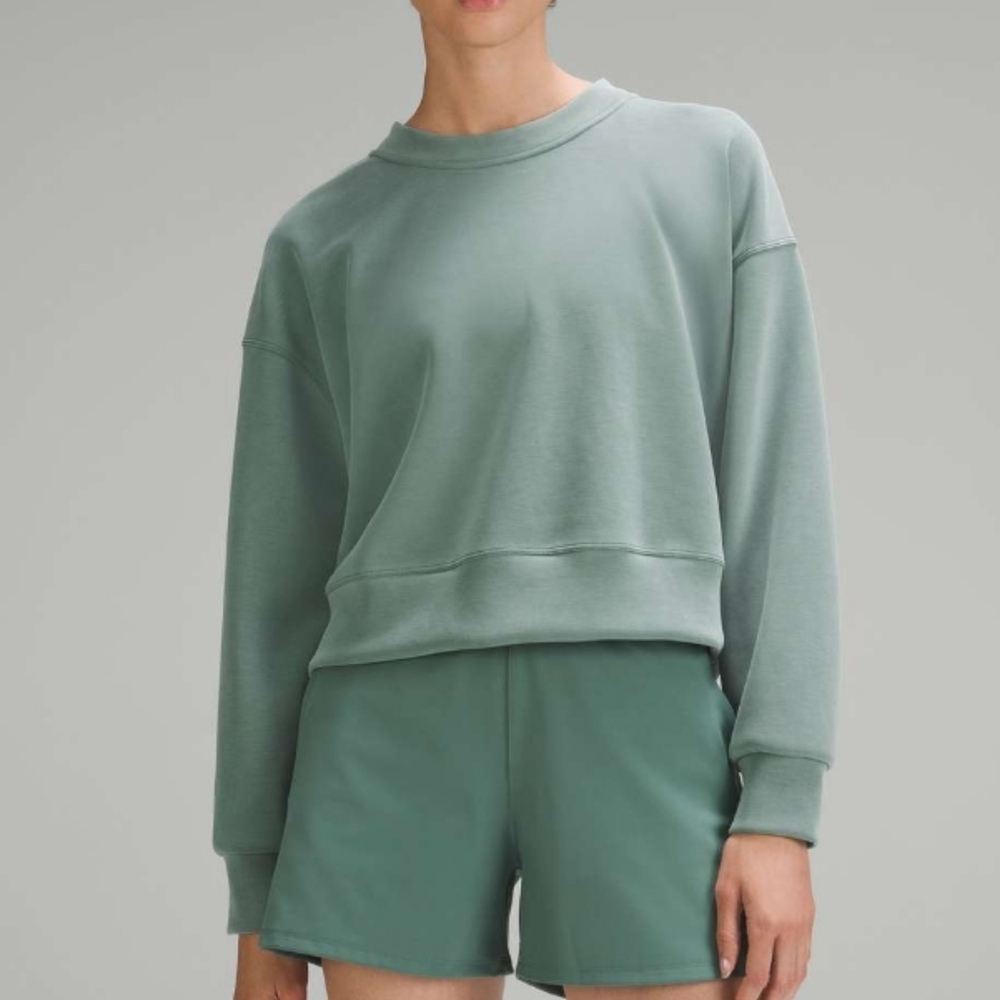 Lululemon Softstreme Perfectly Oversized Cropped Crew In Medium Forest Size 2